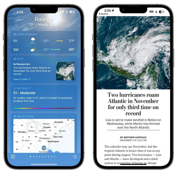 静安苹果14维修分享iPhone 14手机如何看天气时顺带看新闻 